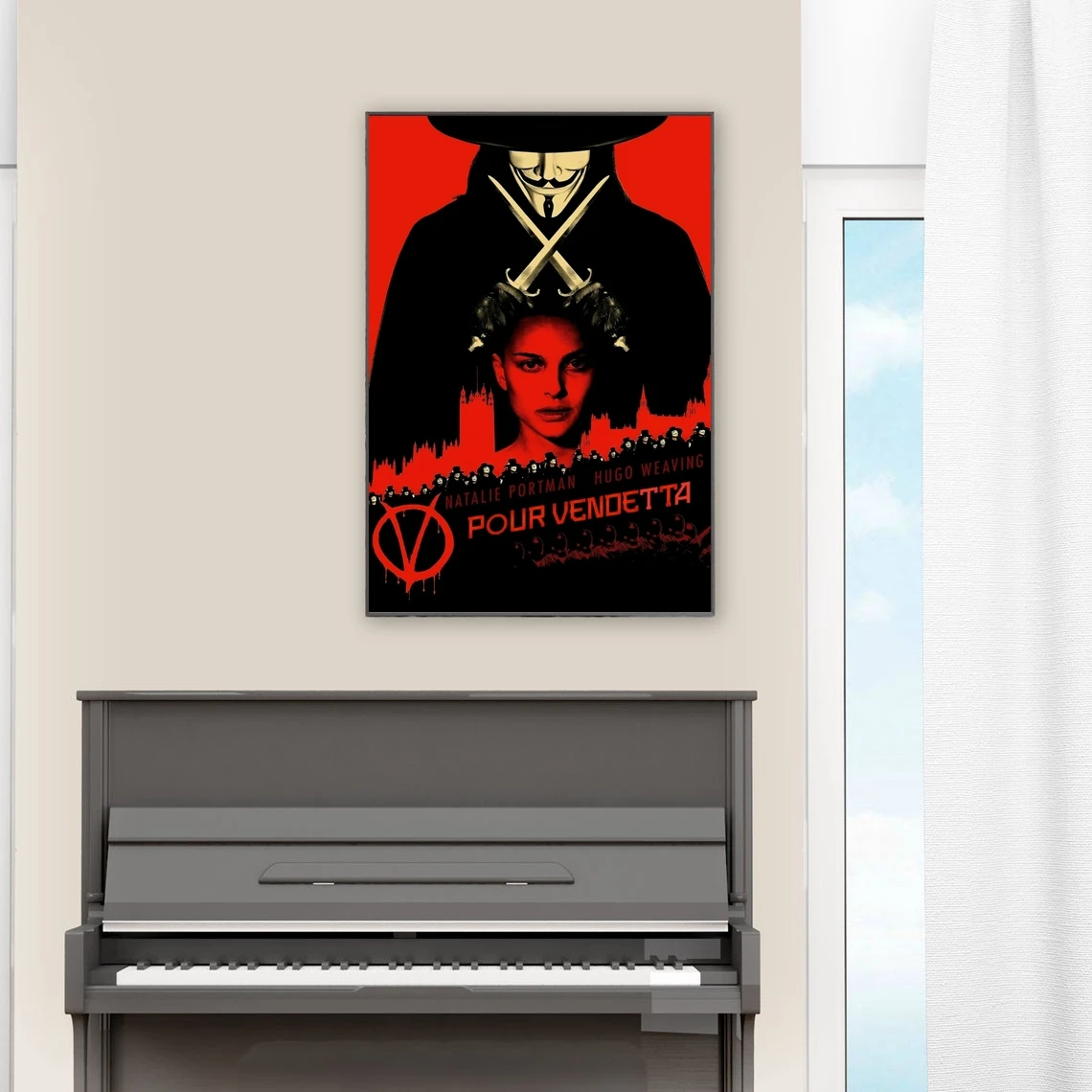 V Pour Vendetta Movie Cover Poster Art Print Canvas Painting Wall Pictures Living Room Home Decor (No Frame)