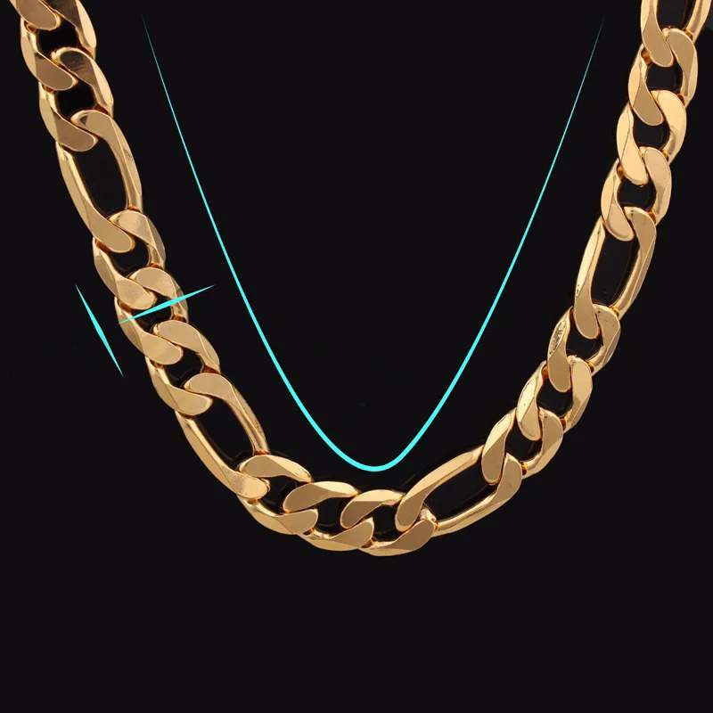 

18 K Yellow Gold GF Plated Figaro Chain Necklace Made In CHINA -LIFETIME WARRANTY