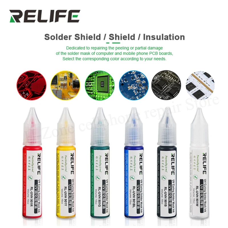 RELIFE RL-901 UV curing solder mask ink white black red yellow blue green solder flux for computer and mobile phone PCB board