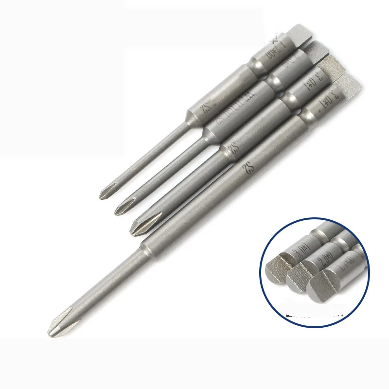 4PCS Harden Precision Phillips screwdriver bits 800 4mm Half Round shank Cross Electric screw driver bit PH00 PH0 PH1 Tools