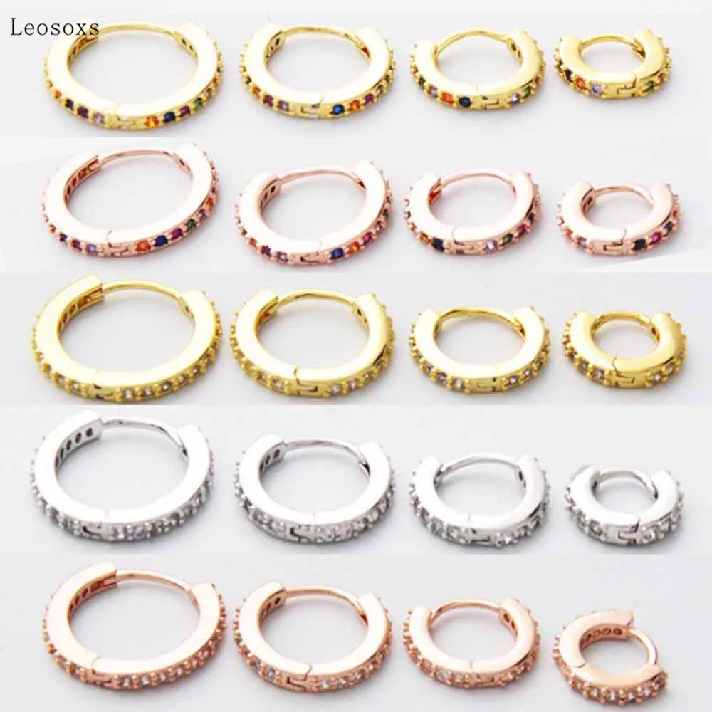 Leosoxs 2pcs Fashion Personality Hypoallergenic Color Zircon Earrings Piercing Jewelry