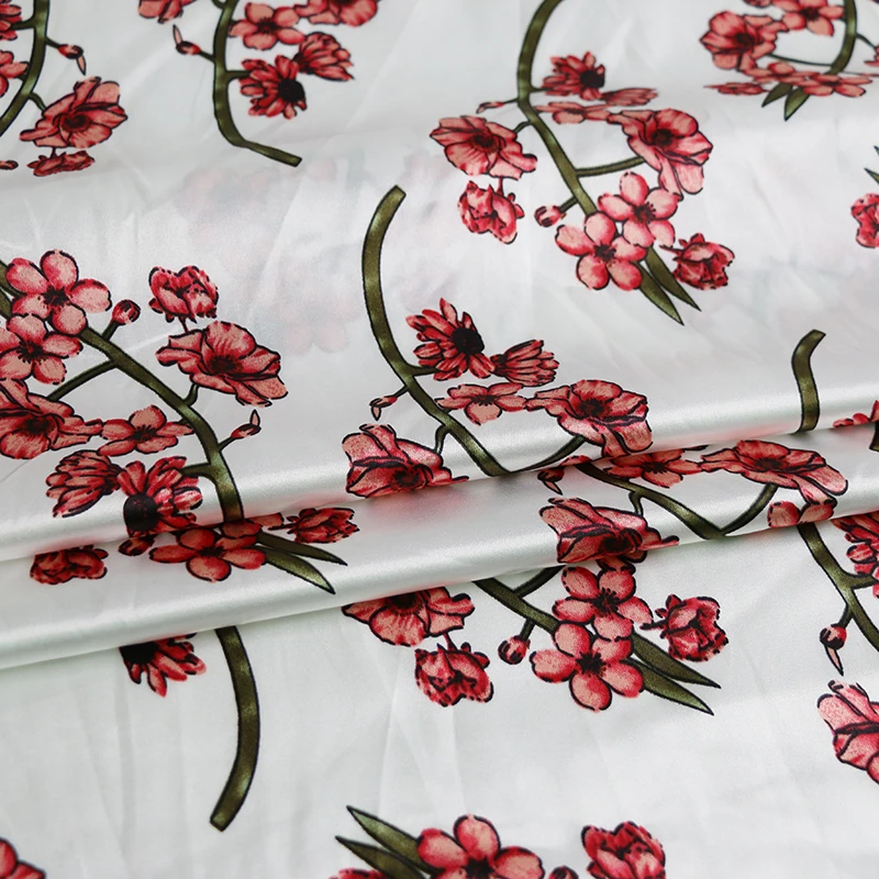 By Meter Blumen-Satin-Stoff, glänzend, weich, Schal, Hemd, Nachtwäsche, Material Charmeuse – Detail 25