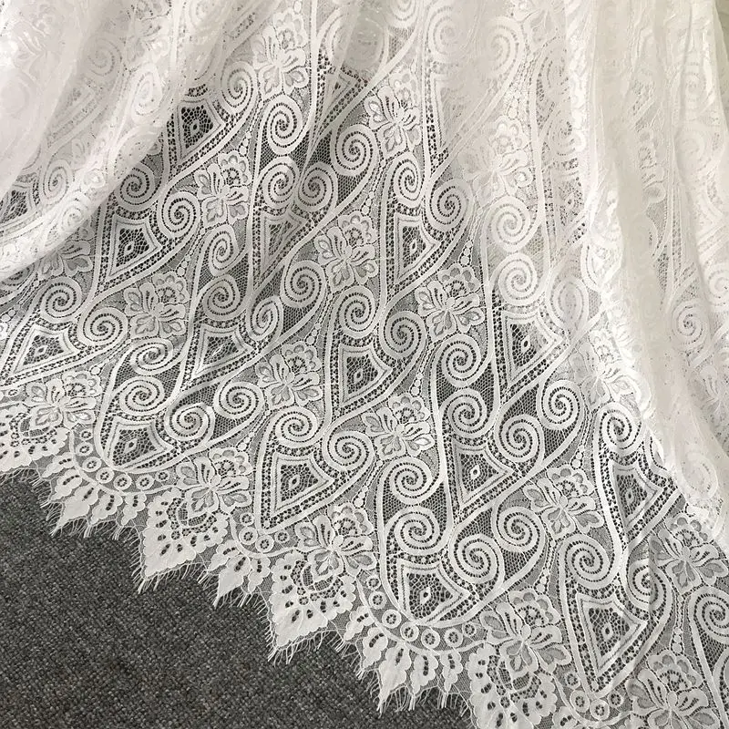 Vintage Roral French Eyelash Lace Fabric 150cm Chantilly DIY Exquisite Lace Embroidery Clothes Wedding Dress Accessories 3 Yards