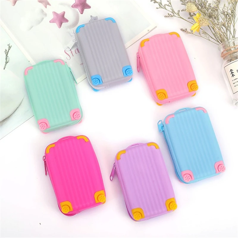 New Silicone Luggage Shape Card Holder Protector Ticket Cover Keychain Clip Card Holder Accessories Unisex