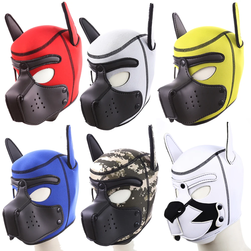 Bdsm Bondage Pet Role Play Party Mask,Puppy Play Dog Hood Mask,Detachable Mouth Gag,Fetish Slave Pup Mask Sex Toys For Women Men