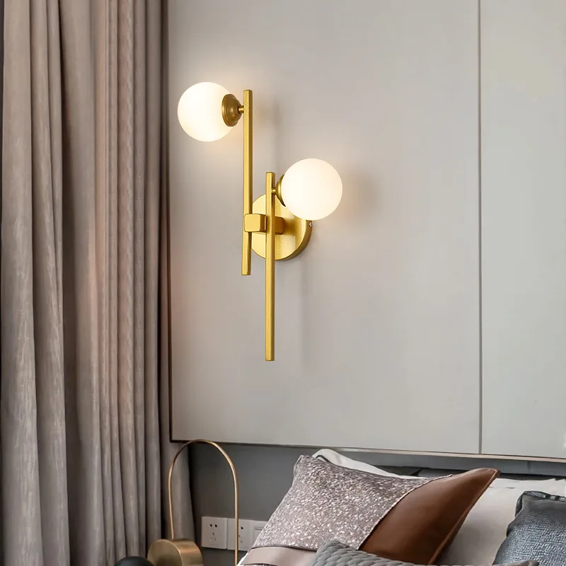 

Nordic style light luxury golden long arm bedroom wall lamp modern creative living room background wall corridor lamp LB101003