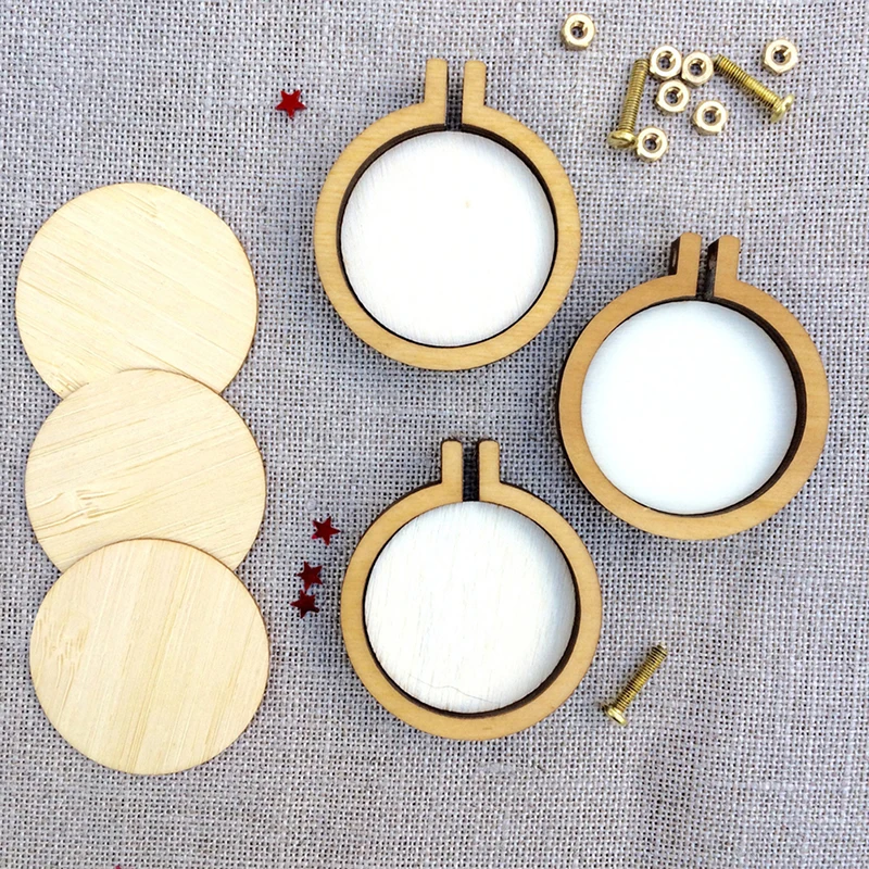 DIY Round Mini Wooden Cross Stitch Embroidery Hoop Ring Frame Machine Fixed be used as a regular embroidery hoops