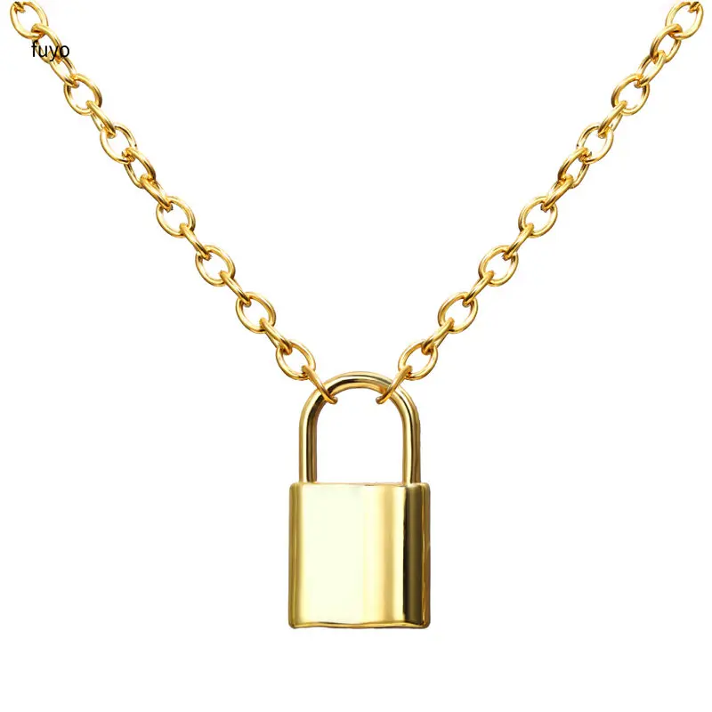 Punk Chain with Lock Necklace for Women Men Padlock Pendant Necklace 2020 Statement Gothic Cool Collier Femme Fashion Jewelry