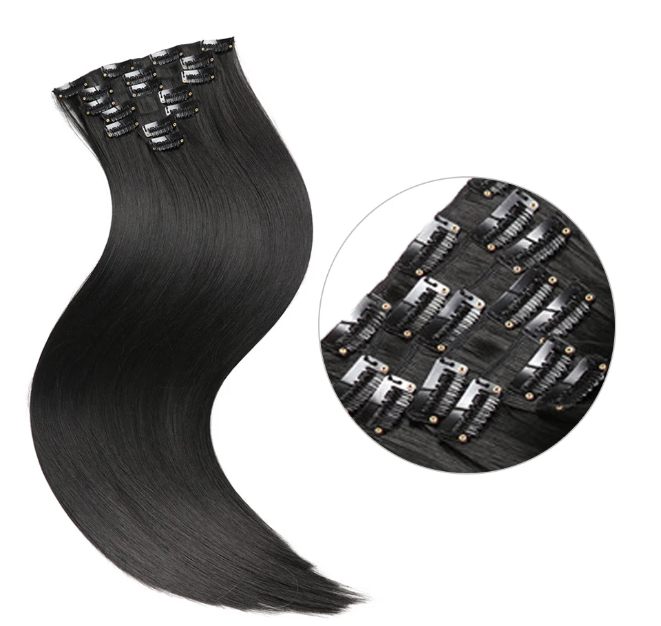 Synthetic 16 Clips In Hair extension Long Straight Hair Fake False Hairpiece Clip In Hair Extension