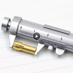 0-100MM Vernier Caliper Marker Pen Ballpoint Pen Silver Gauging Tools Multifunction Measuring Pen Creative Measuring Hand Tool