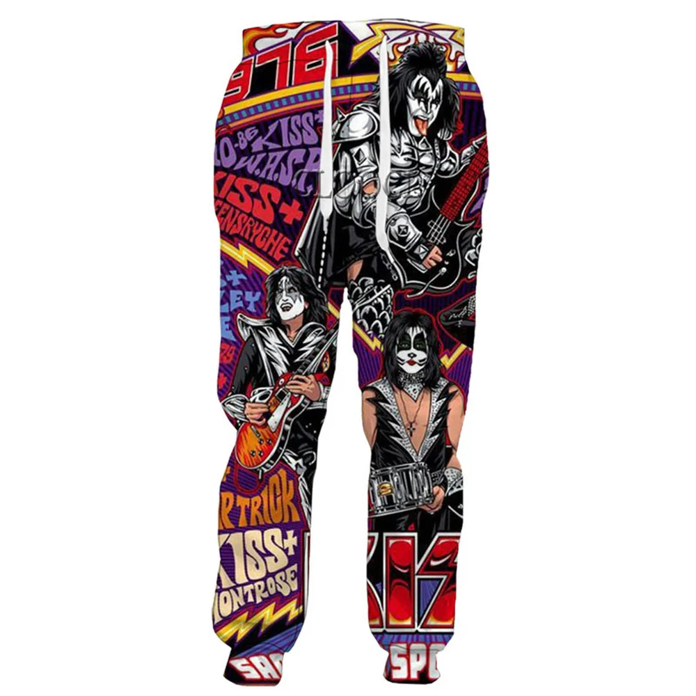 

HX Newest Hip Hop Rock Metal Kiss Band Trousers Men Women 3D Print Fashion Harajuku Autumn Streetwear Sweatpants