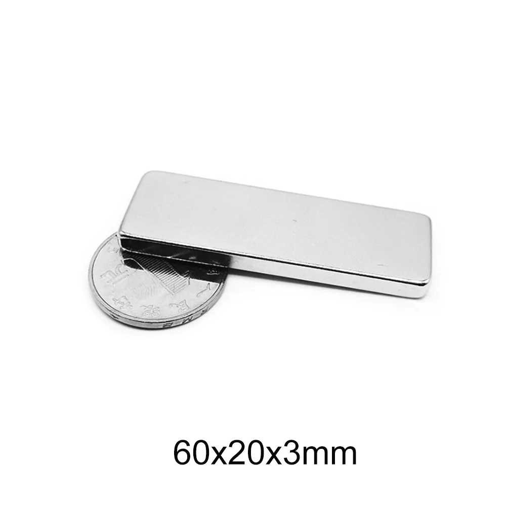 1/2/5/10/15PCS 60x20x3 Block Powerful Magnet Thickness 20mm magnet for crafts 60x20x3mm Strong Permanent Magnet sheet 60*20*3 mm