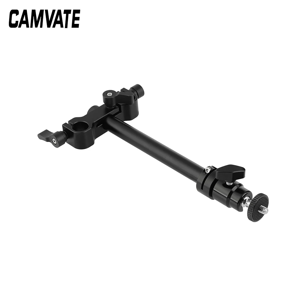 CAMVATE Pegangan Kepala Bola Putar 360 ° dengan Dudukan Ulir Jantan 1/4 "-20 + Penjepit Batang 15Mm + Batang 15Mm untuk Monitor, Lampu Kilat, Lampu Video