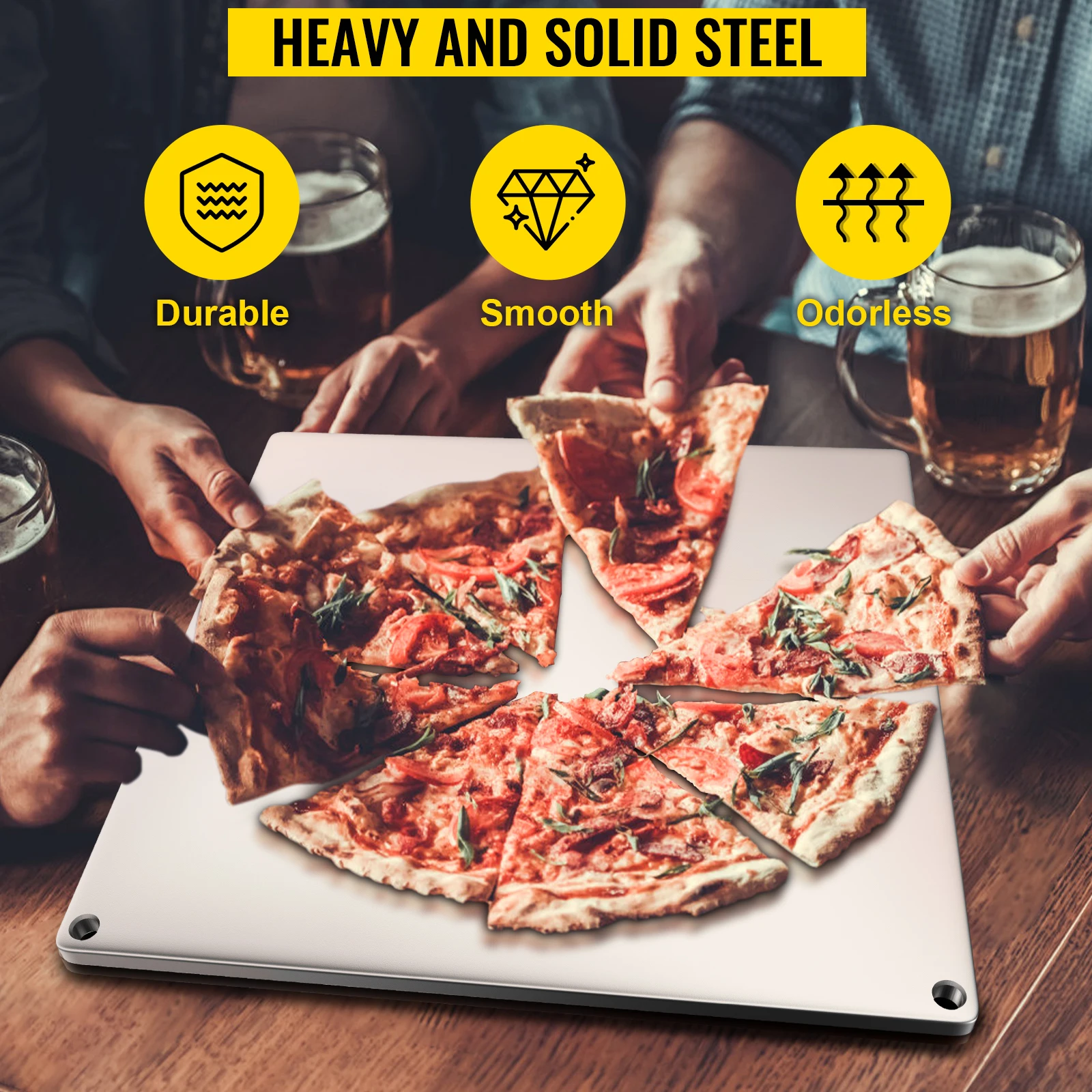 VEVOR Pizza Plate Solid Baking Steel Pan High-Performance Material Surface Non-Stick Convenient for Grill Cooking Home