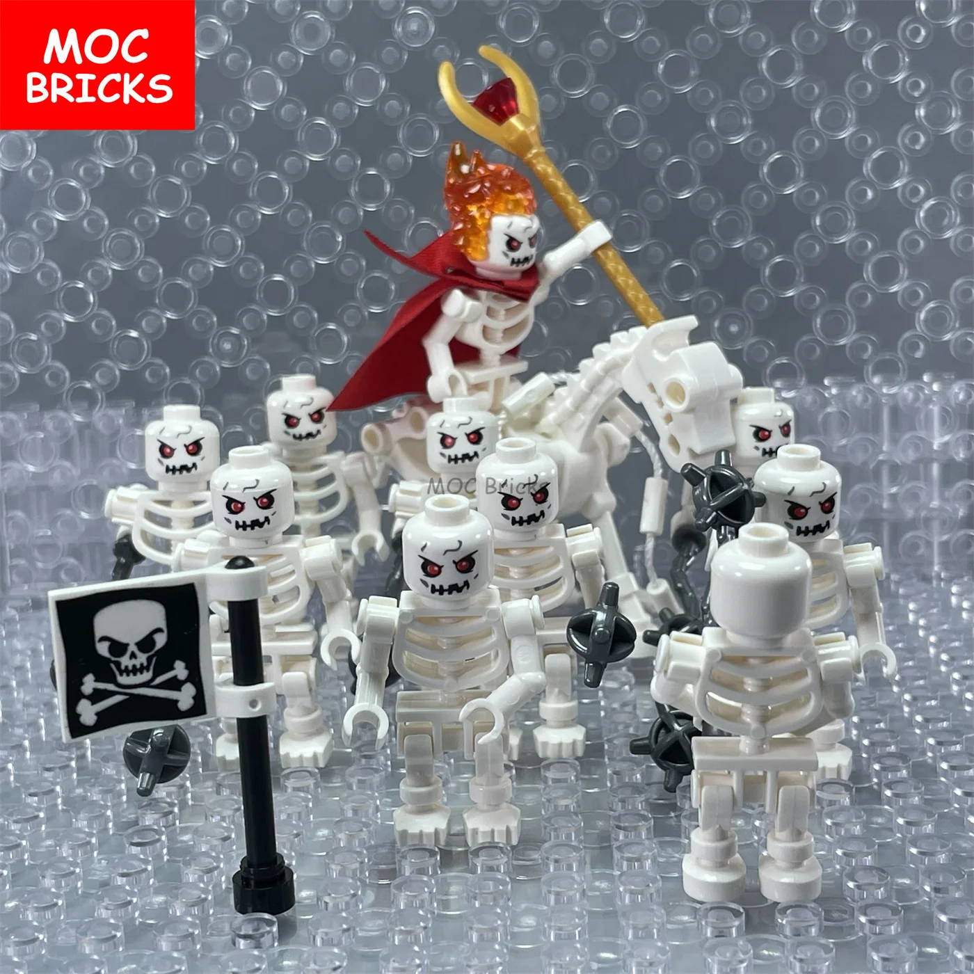 MOC Bausteine DIY Dunkle Magier-Gruppe Totenkopf Skelett Pferd Bauklötze Mini-Puppen Spielzeug für Kinder Geschenke – Detail 6