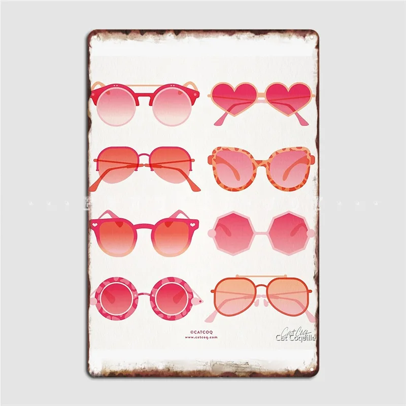 Sunglasses Collection Pink Ombré Palette Metal Sign Cinema Garage Garage Club Customize Plaques Tin Sign Posters