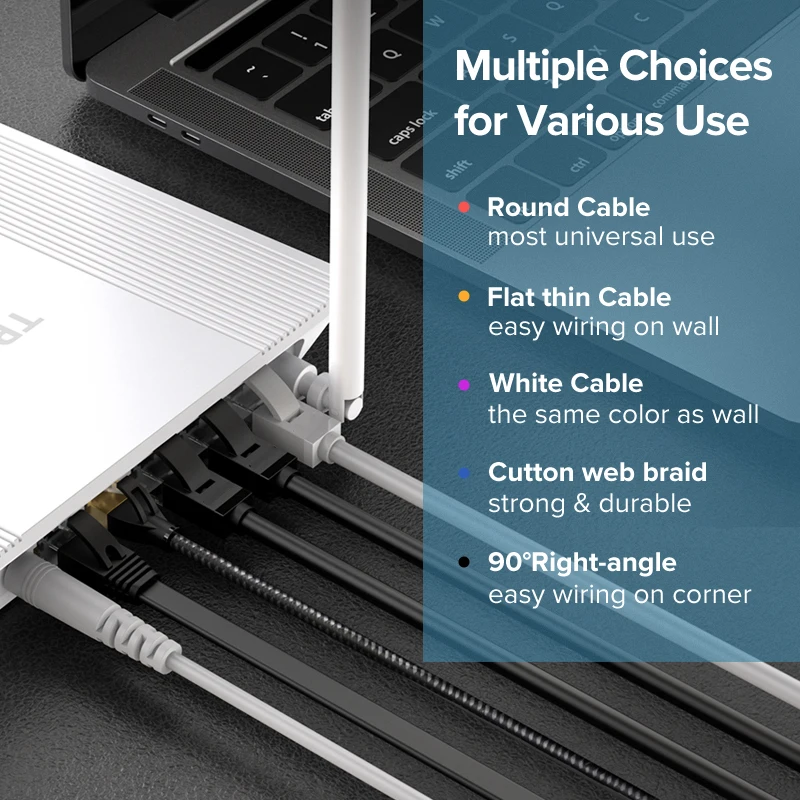 Kabel Ethernet kabel internetowy przewód Lan RJ45 Cat7 dla kompatybilnego z Cat6 kabla sieciowego 250Hz do komputera Router Laptop