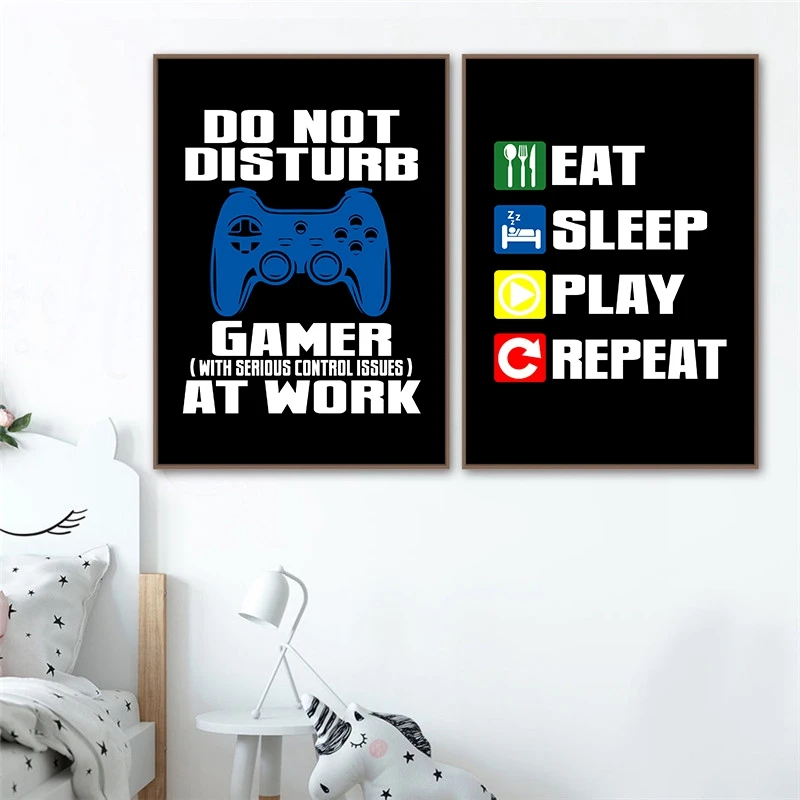 Gaming Quotes Art Painting xbox PS4 Console Game Canvas Posters and Prints Video Game Wall Pictures Boys Room Decor Gamer Gift