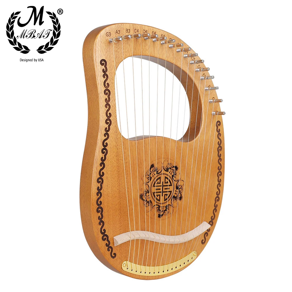 M Mbat 16 Strings Lier Harp Houten Mahonie 16 Tone String Muziekinstrument Met Tuning Wrench Manual Voor Kinderen Volwassen beginners