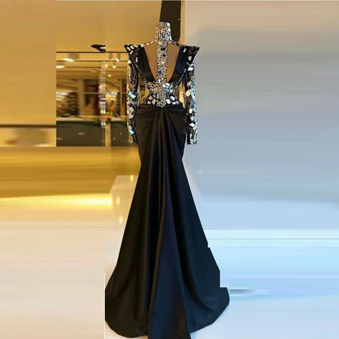 Vestido de noche De sirena para mujer, traje elegante de manga larga, elegante, Formal, para Fiesta De graduación