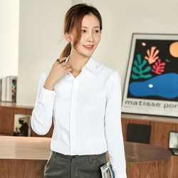 Ladies Office Versatile Slim-fit Formal Blouses & Shirts Female Casual Long Sleeve Solid White Dress Shirt Women's Clothing