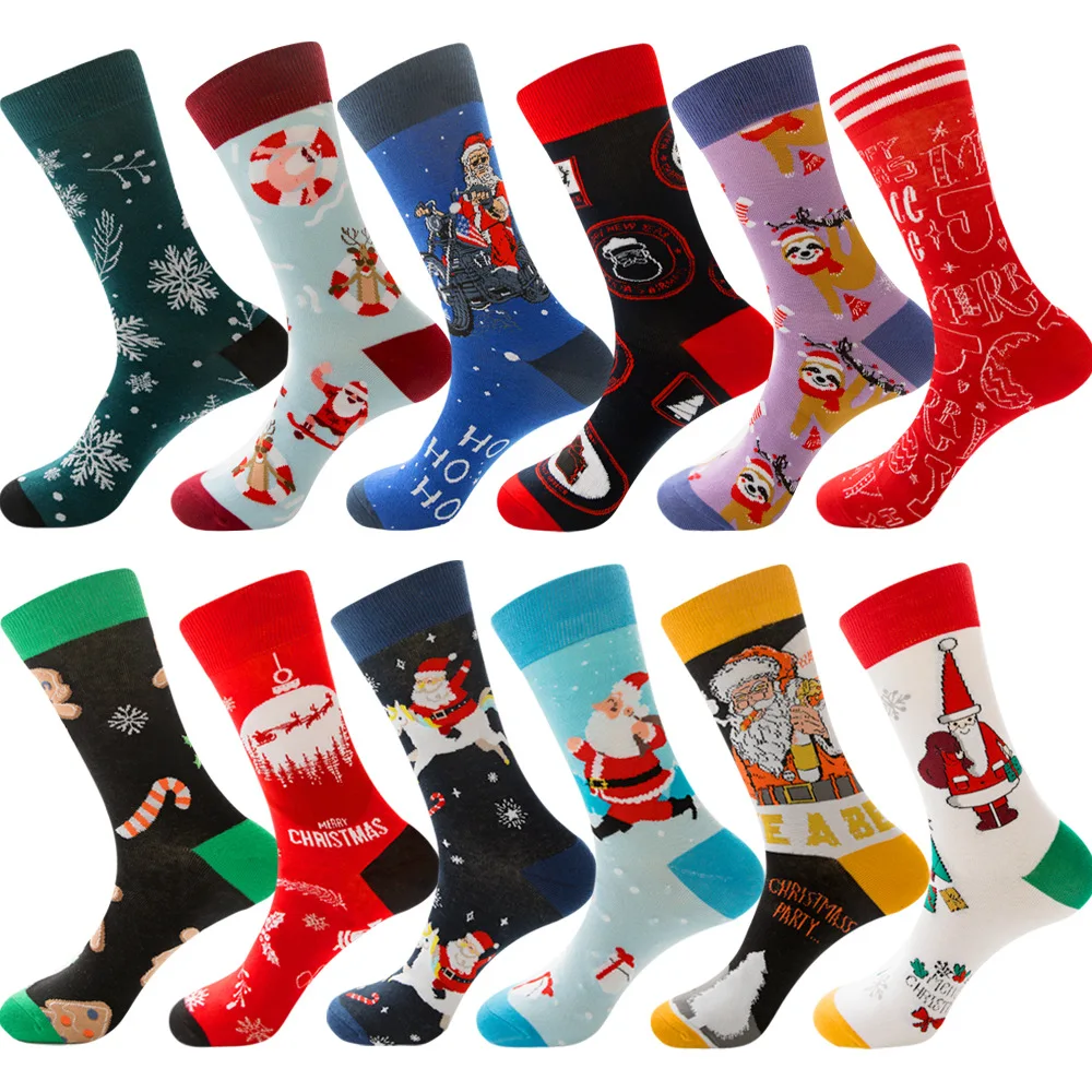 Christmas Cute Candy Cane Elk Christmas Tree Unisex Cartoon Socks 2021 Christmas Fashion Trend Men Christmas Gift Socks