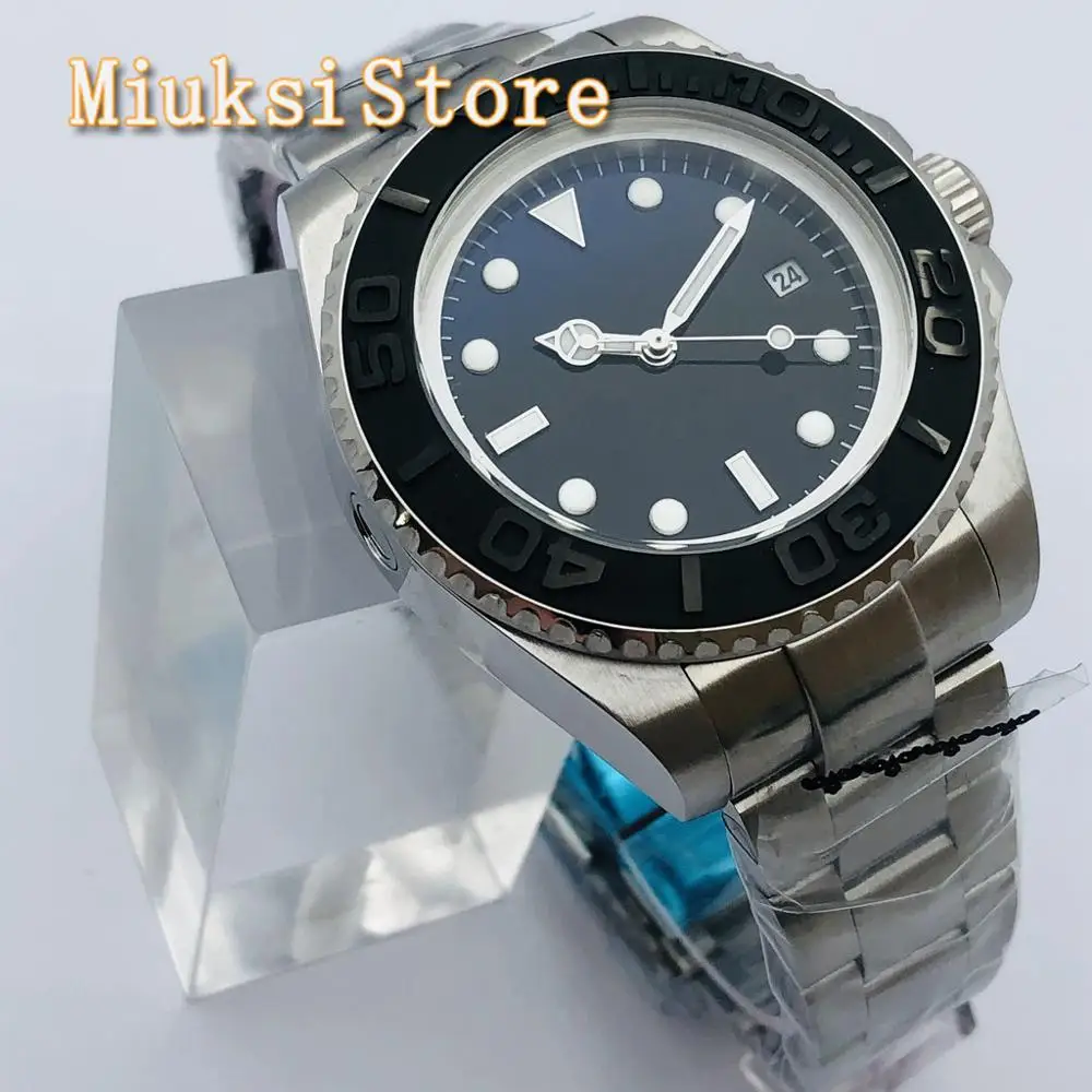 

BLIGER 43mm Men's Large Size Top Mechanical Watch Sapphire Glass Ceramic Bezel Black Blue Dial Luminous Men's Automatic Watch