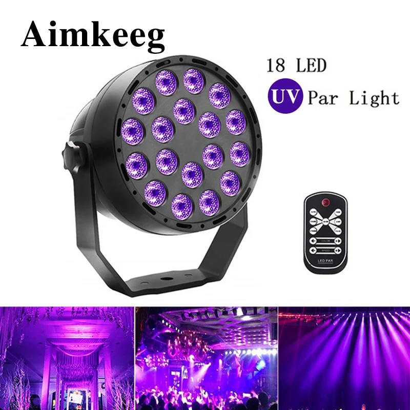 Aimkeeg 18 LED UV lighting effects Professional Stage Light Disco DJ Projector Machine Party with Wireless Remote Control