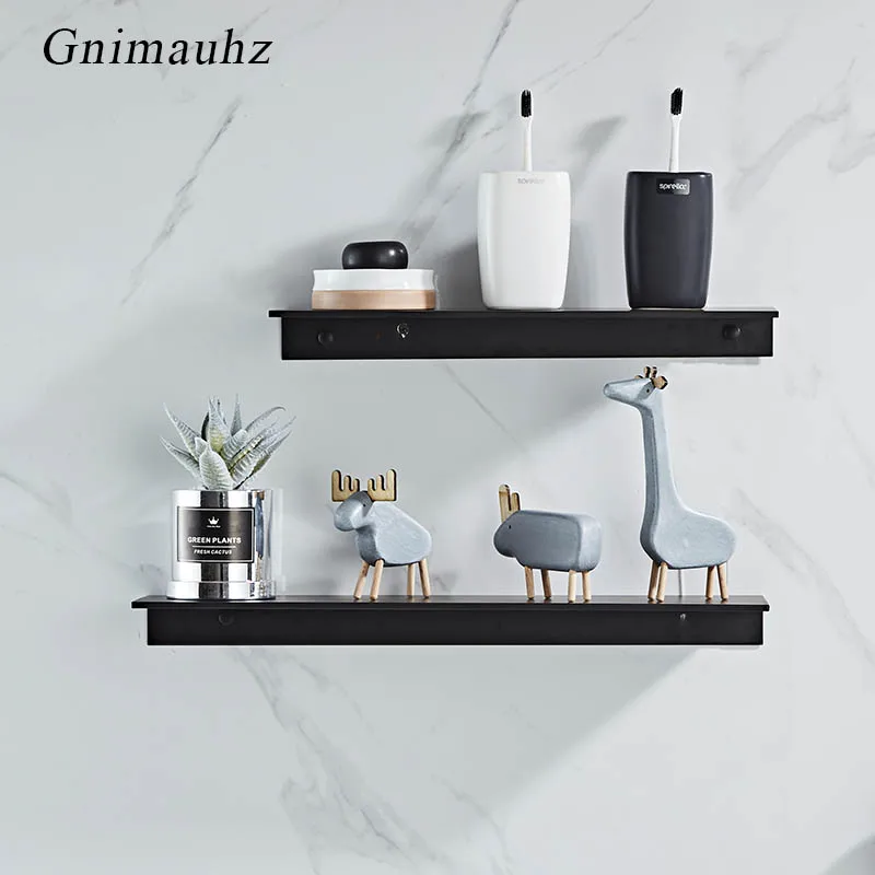 Black White Aluminum  Bathroom Shelves Kitchen Wall Mounted Shelf Shower Rack Bathroom Accessories 30-50cm Length