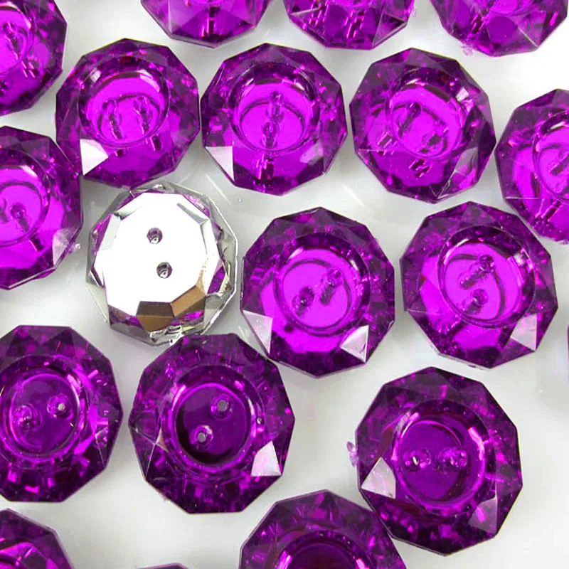 24Pcs Viola Strass acrilico button cucito sfaccettato scintillante pulsanti per l\'artigianato abbigliamento accessori 18.0 millimetri