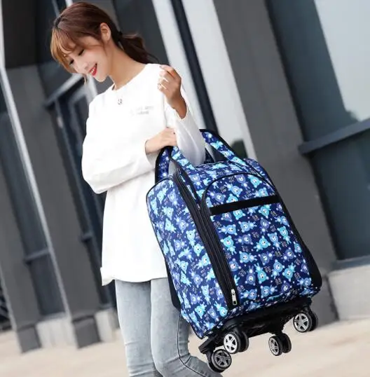 Women Travel Trolley Bags travel luggage bags on wheels trolley Backpacks carry on luggage bags Oxford Rolling Wheeled Backpack