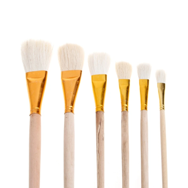 6Pcs Artist Paint Brushes Set Wool Hair Watercolor Acrylic Oil Painting Brush