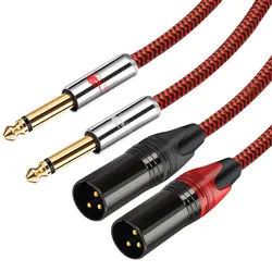 Premium ses kablosu çift 6.35mm çift XLR AMP mikser konsolu için 2 * XLR 2*1/4 