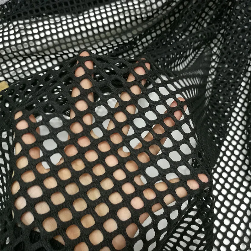 Women\'s Black Net Fabric, Square Elastic, Large Mesh, Hollow, Sexy, DIY, Dress, Tops, Stage Costumes, Fashion