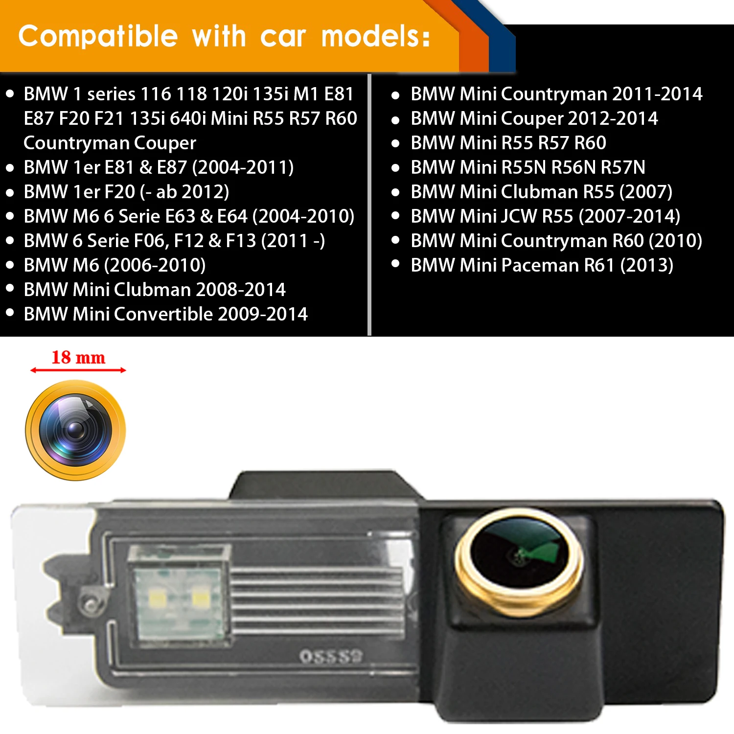 Misayaee HD Car Rear View Parking Reverse Camera for BM W  R55 R57 R60 Mini Cooper Clubman Convertible Countryman  Couper 1