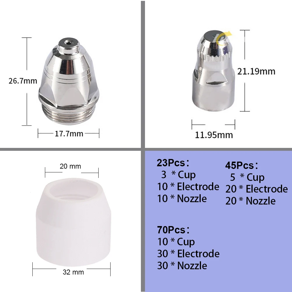 CUT80 LG80 Inverter Plasma Cutter P80 Cutting Gun Consumables or Accessories Shield Cups Electrodes Tips Multiple Combinations