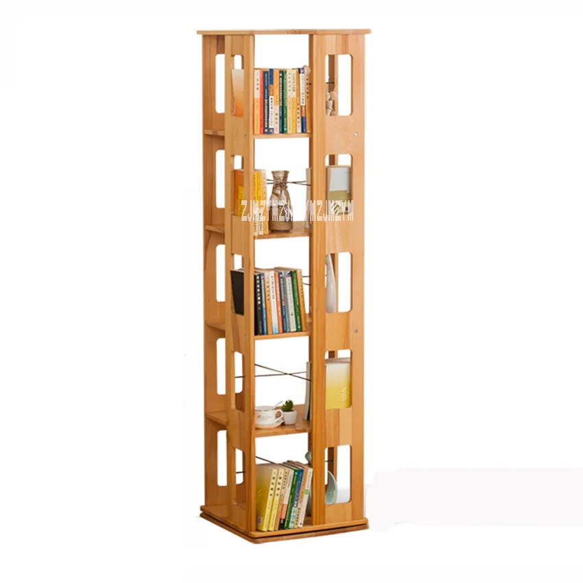 Five-storey All-solid Wood Combination Bookshelf 360 Degree Revolvable Capacity Bookshelf Mostly Used For Young Students