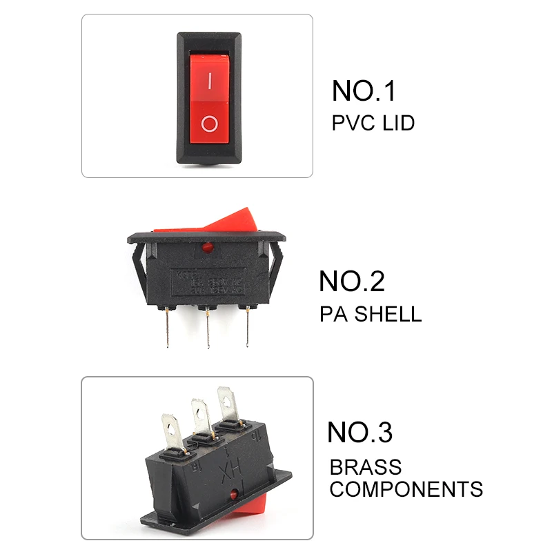 5PCS interruttore a bilanciere KCD3 5A/20A 250V/125V 33 x16mm 2 posizioni SPST 2/3pin Snap in ON/OFF ON/ON Car Dash Truck Boat interruttore a