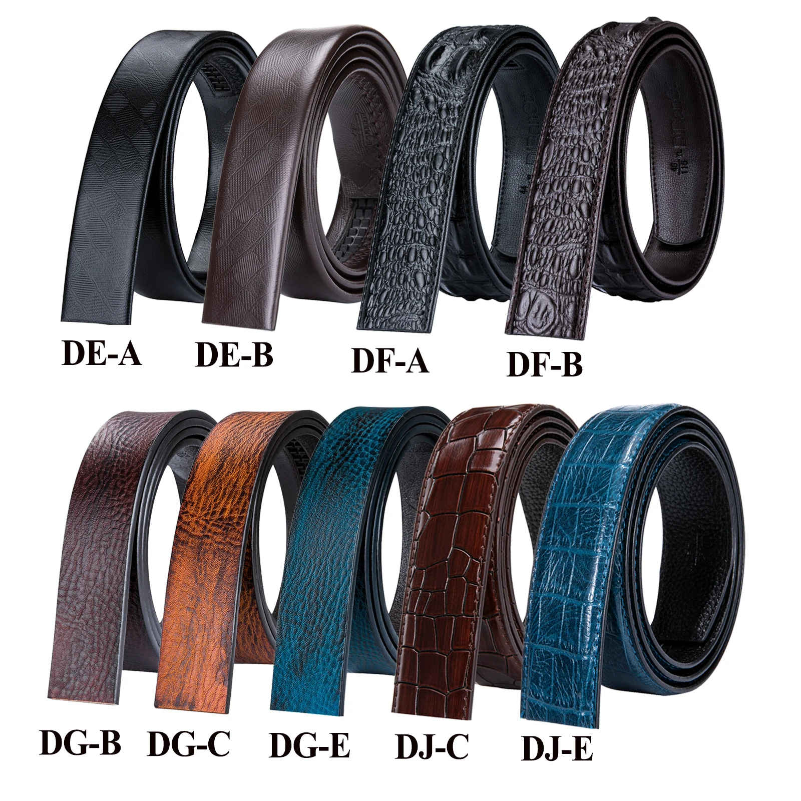 3.5cm Casual Style Cowskin Genuine Leather Crocodile Belts for Men Automatic Belt without Buckle Men's Red Blue Replacement belt