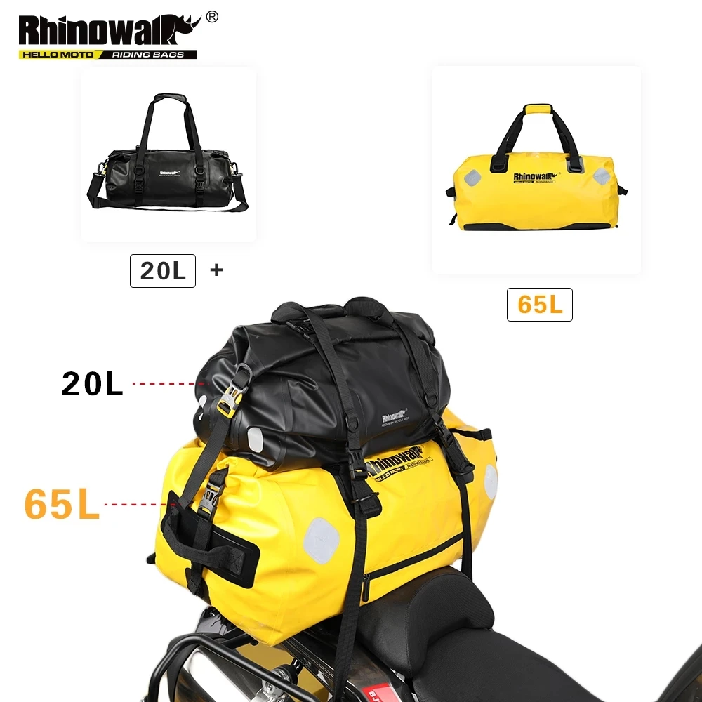 

Rhinowalk 65L Waterproof Bag Motorcycle Durable Large Capacity Motorcycle Dry Duffel Bag for Travel Hiking Camping Multifunction