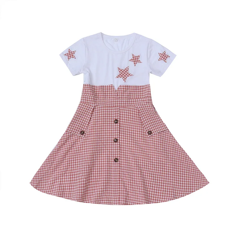 2024 summer teenager Kids Dress Girls clothes Princess Dresses Children Plaid Clothes high waist 4 5 6 7 8 9 10 11 12 Years Old