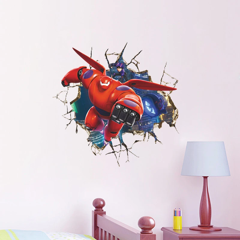 Cartoon Big Hero 6 wall sticker for children's room kindergarten children's room bedroom wall decoration Marvel Movie Poster