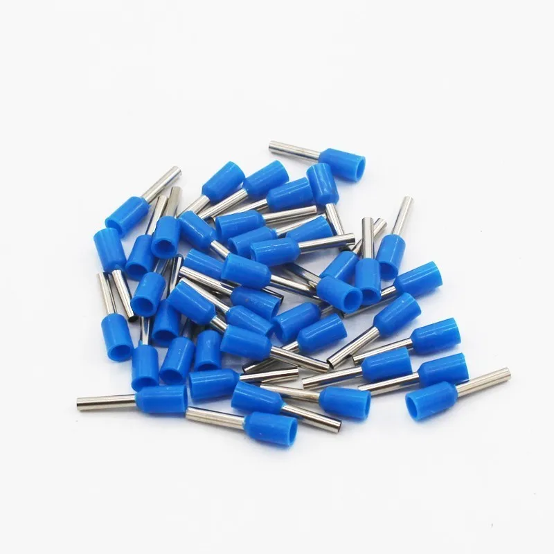 100pcs/Pack E0508 E7508 E1008 E1508 E2508 Insulated Ferrules Terminal Block Cord End Wire Connector Electrical Crimp Terminator