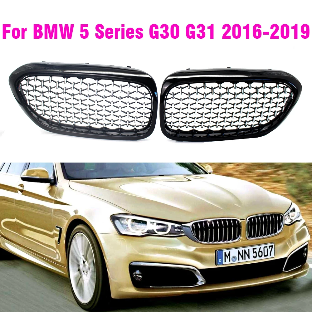 

Grill Front Kidney Diamond Gypsophila Silver Black Grille For BMW 5 Series M5 G31 520i 530i 540i For BMW G30 G31 2016-2019