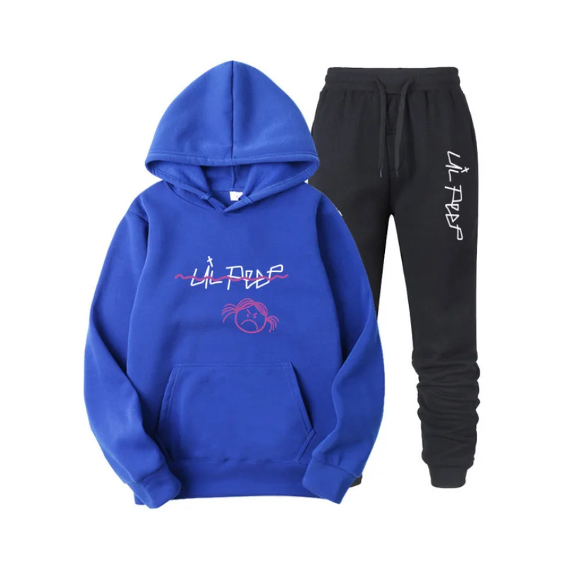 Men Sets Hoodies+Pants Autumn Winter Lil Peep Cry Baby Print Tracksuit Sweatshirt Sweatpants Fashion Hip Hop Pullover Sudaderas