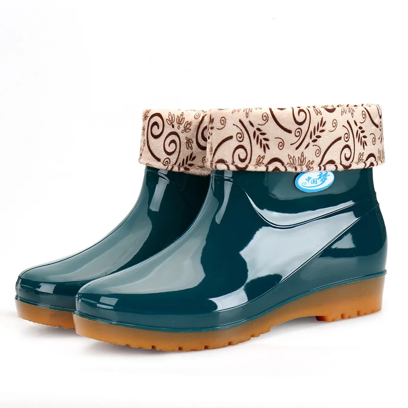 New Leisure rain boots women Low-Heeled Round Toe Shoes Waterproof Middle Tube Rain Boots chaussures femmes 698
