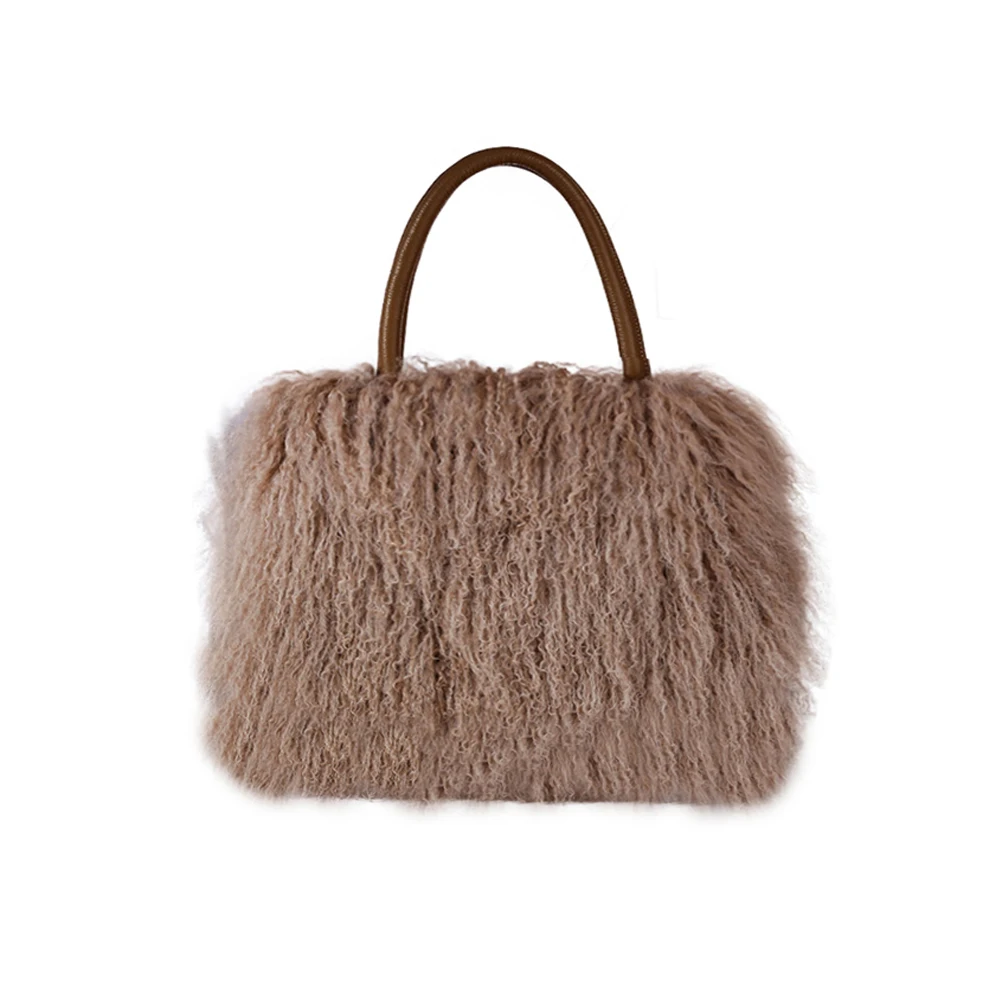 ALICEFUR Mongolian sheep fur bags curly hair Tibet lamb fur bag for sale