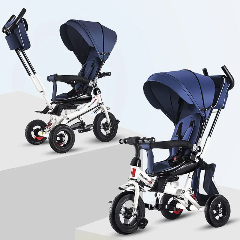 4 In 1 Infant Tricycle Folding Rotating Seat Baby Stroller 3 Wheel Bicycle Kids Bikes Three Wheel Stroller Baby Trolley 6M-6Y