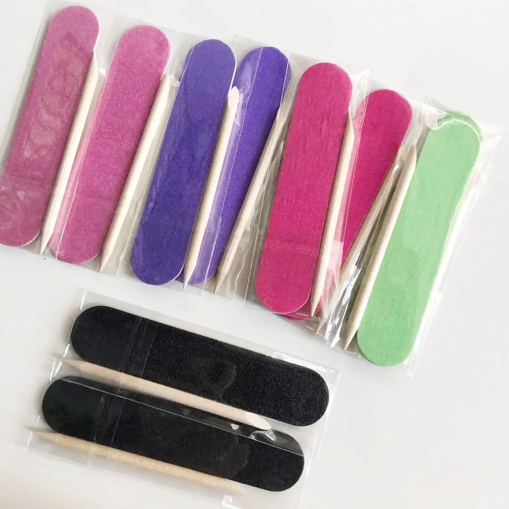 12 pcs mixed colour manicure set pedicure kit disposable nail kit hotel nail file nail art tool wood nail file cuticle