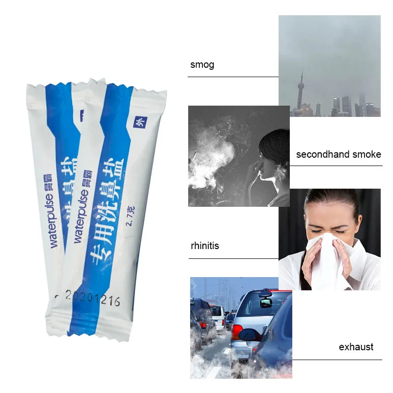 60PCS Nasal Washer Salt Nose Cleaner Avoid Allergic Rhinitis Nasal Irrigator Sinus Rinse Aspirator Anti-Sneezing 2.7G/Bags